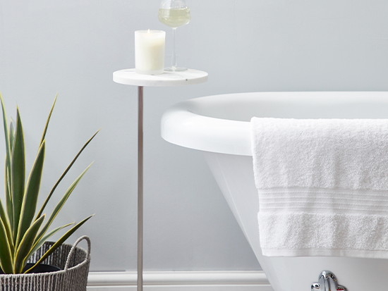 Marble Effect Top White Bath Table